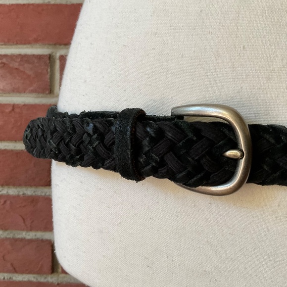 Black Leather Suede Woven Braided Belt Adjustable L:47” NEW - Picture 4 of 12